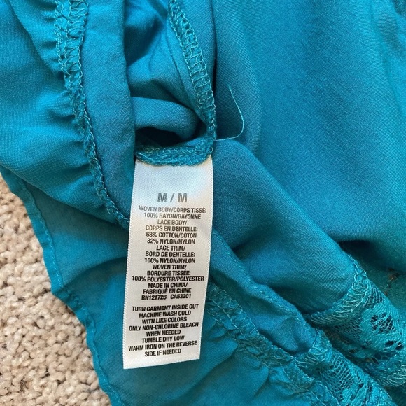 Aeropostale Women’s Top Size Medium Turquoise Open Knit  Flowy Sleeveless - Picture 7 of 16